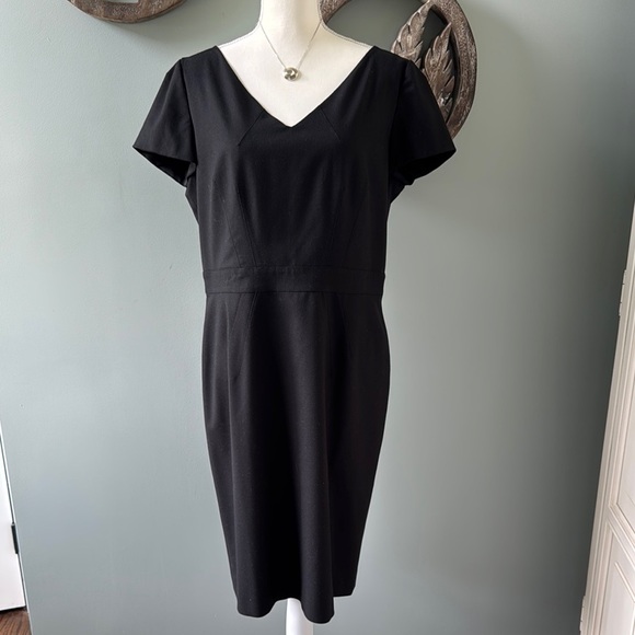 Armani Collezioni Black V-Neck Sheath Dress - Picture 1 of 8